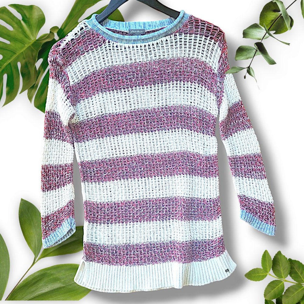 Eddie Bauer Preppy Linen Cotton Knit Sweater, sz XS